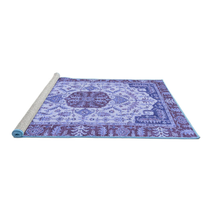 Sideview of Machine Washable Abstract Blue Modern Rug, wshabs2727blu