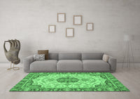 Machine Washable Abstract Emerald Green Modern Rug, wshabs2727emgrn