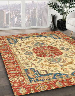 Machine Washable Abstract Red Rug in a Family Room, wshabs2727