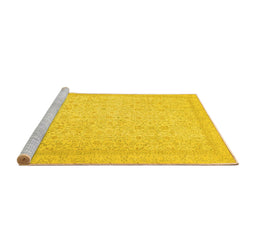 Sideview of Machine Washable Oriental Yellow Traditional Rug, wshabs2728yw