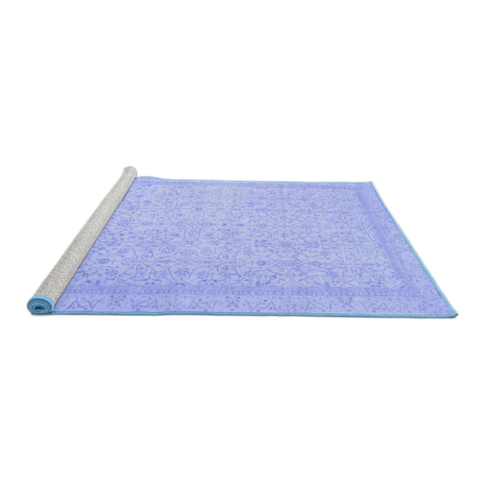 Sideview of Machine Washable Oriental Blue Traditional Rug, wshabs2728blu