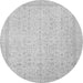 Round Machine Washable Oriental Gray Traditional Rug, wshabs2728gry