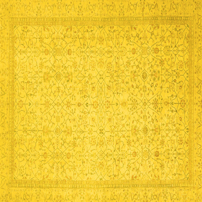 Square Machine Washable Oriental Yellow Traditional Rug, wshabs2728yw