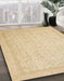 Abstract Brown Gold Oriental Rug in Family Room, abs2728