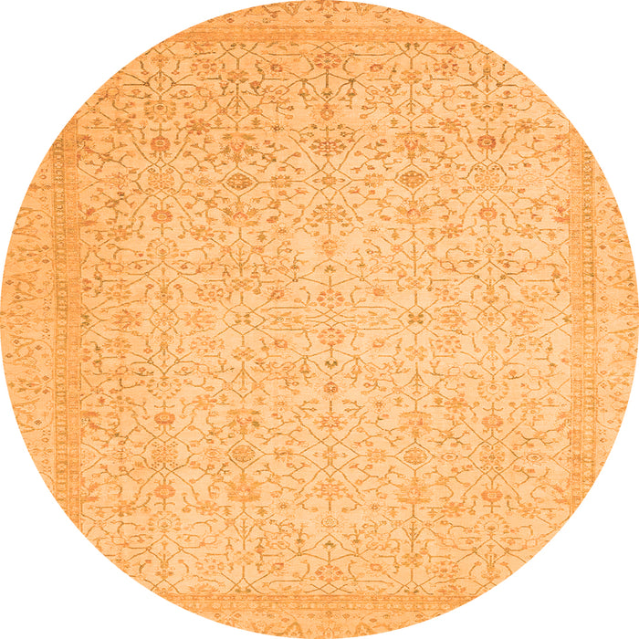 Round Oriental Orange Traditional Rug, abs2728org