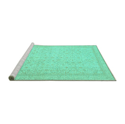 Sideview of Machine Washable Oriental Turquoise Traditional Area Rugs, wshabs2728turq