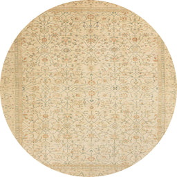 Round Machine Washable Abstract Brown Gold Rug, wshabs2728