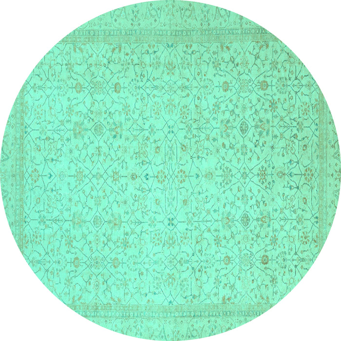 Round Oriental Turquoise Traditional Rug, abs2728turq