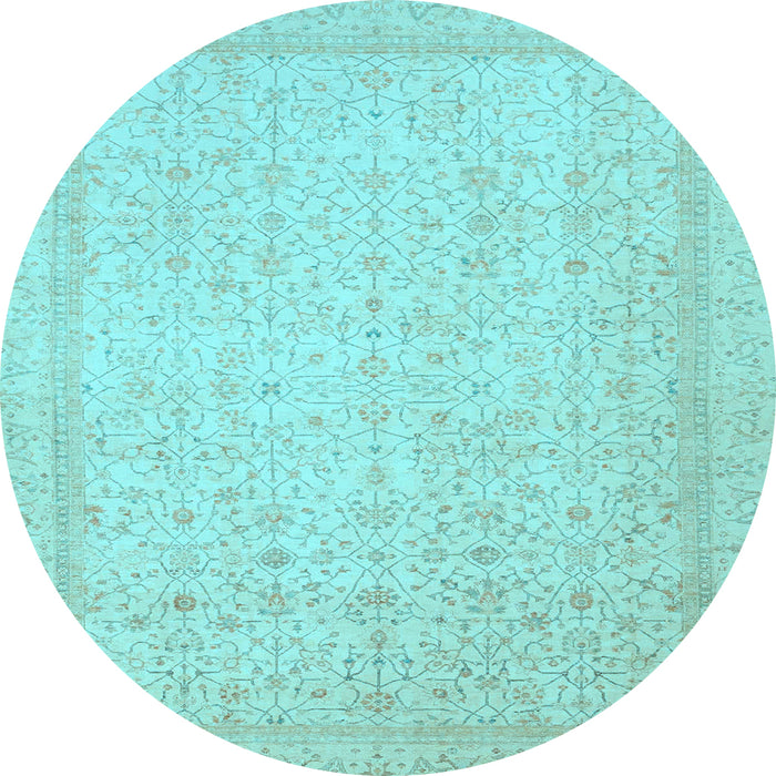 Round Oriental Light Blue Traditional Rug, abs2728lblu