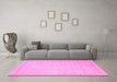 Machine Washable Oriental Pink Traditional Rug in a Living Room, wshabs2728pnk