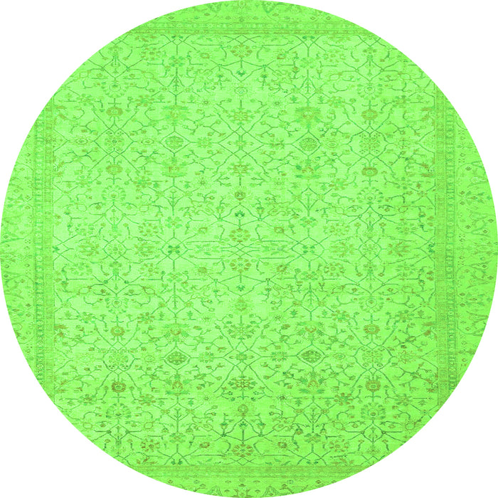 Round Machine Washable Oriental Green Traditional Area Rugs, wshabs2728grn
