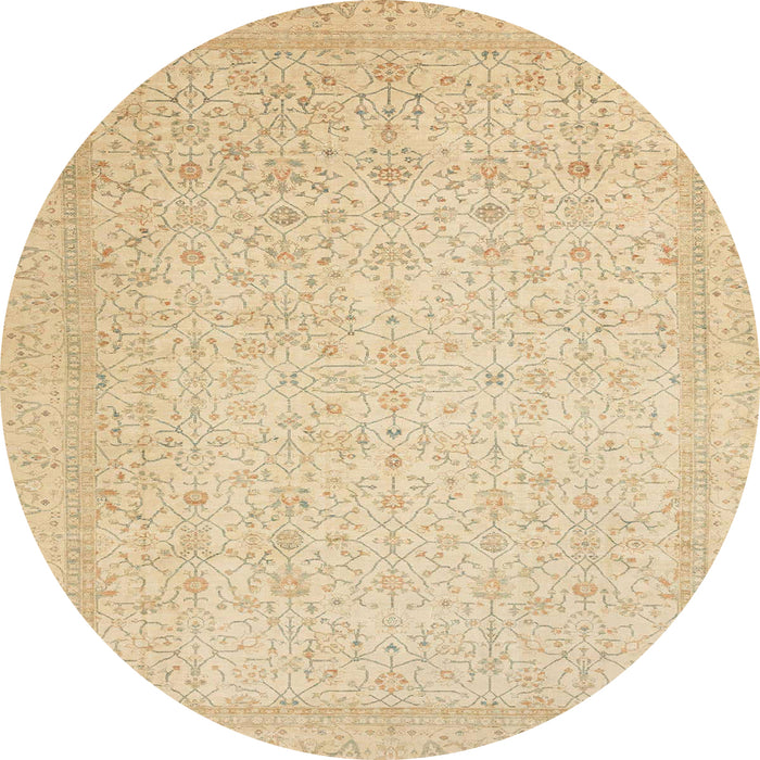 Round Abstract Brown Gold Oriental Rug, abs2728