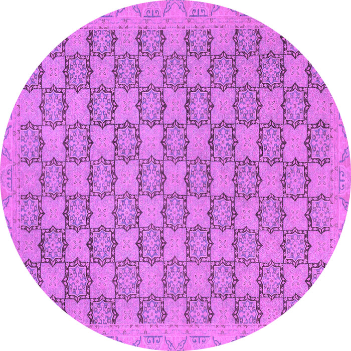 Round Machine Washable Abstract Purple Modern Area Rugs, wshabs2729pur