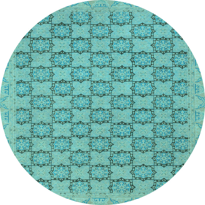 Round Abstract Light Blue Modern Rug, abs2729lblu