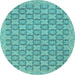 Round Abstract Light Blue Modern Rug, abs2729lblu