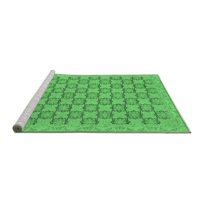 Sideview of Machine Washable Abstract Emerald Green Modern Area Rugs, wshabs2729emgrn