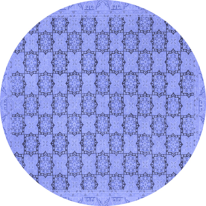 Round Abstract Blue Modern Rug, abs2729blu