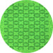 Round Machine Washable Abstract Green Modern Area Rugs, wshabs2729grn