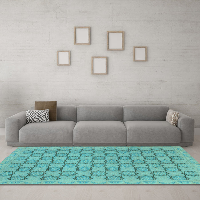 Machine Washable Abstract Light Blue Modern Rug in a Living Room, wshabs2729lblu