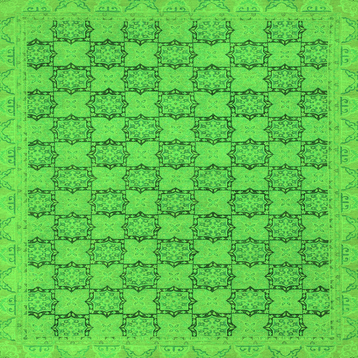 Square Machine Washable Abstract Green Modern Area Rugs, wshabs2729grn