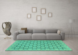 Machine Washable Abstract Turquoise Modern Area Rugs in a Living Room,, wshabs2729turq