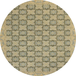 Round Abstract Brown Modern Rug, abs2729