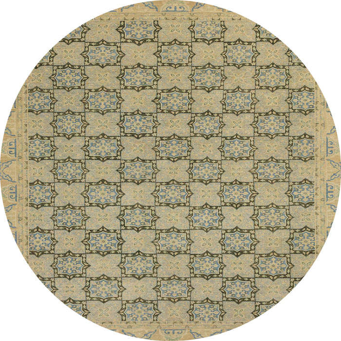 Round Abstract Brown Modern Rug, abs2729