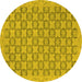 Round Abstract Yellow Modern Rug, abs2729yw