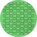 Round Abstract Emerald Green Modern Rug, abs2729emgrn