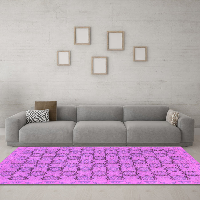 Machine Washable Abstract Purple Modern Area Rugs in a Living Room, wshabs2729pur