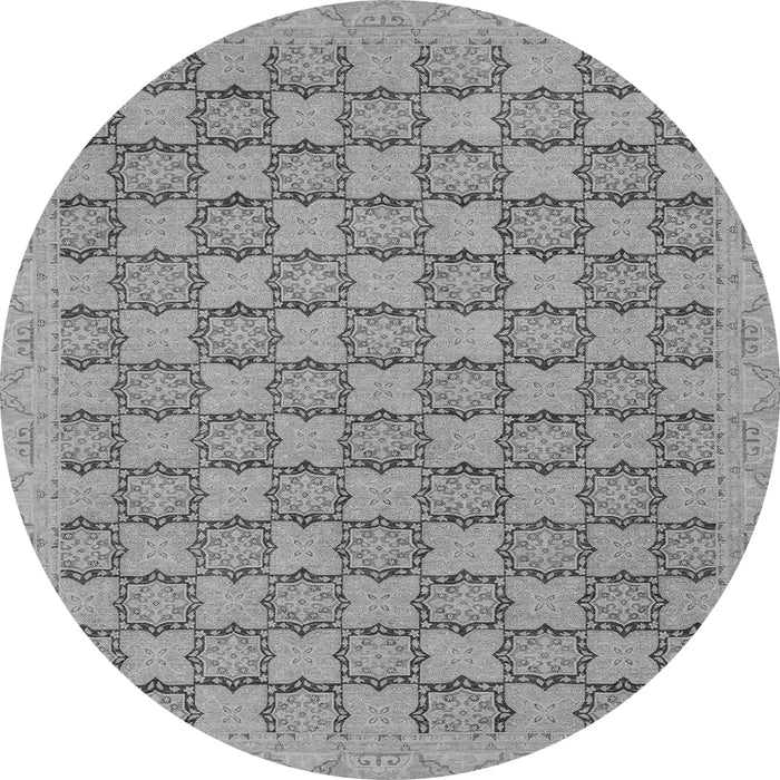 Round Machine Washable Abstract Gray Modern Rug, wshabs2729gry