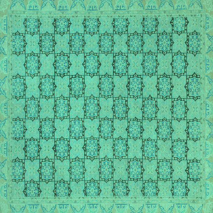 Square Machine Washable Abstract Turquoise Modern Area Rugs, wshabs2729turq