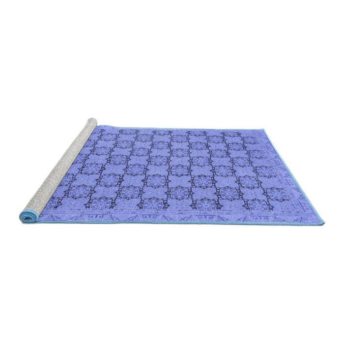 Sideview of Machine Washable Abstract Blue Modern Rug, wshabs2729blu