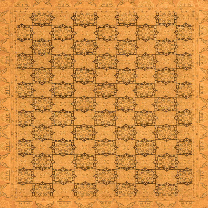 Square Machine Washable Abstract Orange Modern Area Rugs, wshabs2729org