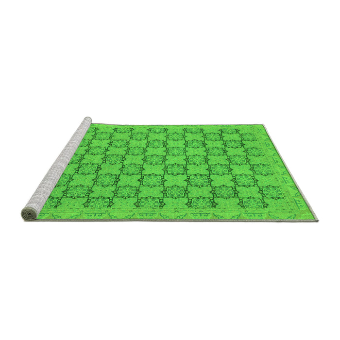 Sideview of Machine Washable Abstract Green Modern Area Rugs, wshabs2729grn