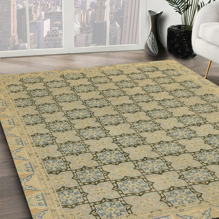 Machine Washable Abstract Brown Rug in a Family Room, wshabs2729