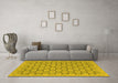 Machine Washable Abstract Yellow Modern Rug in a Living Room, wshabs2729yw