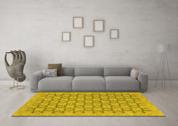 Machine Washable Abstract Yellow Modern Rug in a Living Room, wshabs2729yw