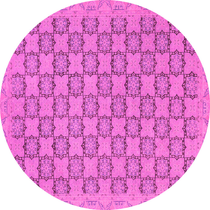 Round Abstract Pink Modern Rug, abs2729pnk