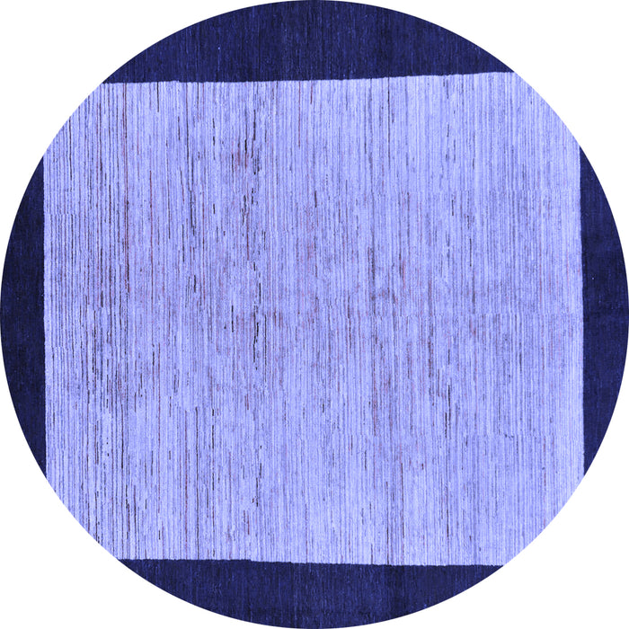 Round Machine Washable Oriental Blue Modern Rug, wshabs272blu