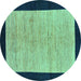 Round Oriental Turquoise Modern Rug, abs272turq