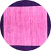 Round Machine Washable Oriental Pink Modern Rug, wshabs272pnk