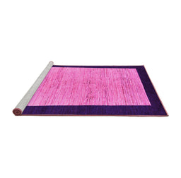 Sideview of Machine Washable Oriental Pink Modern Rug, wshabs272pnk