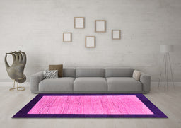 Machine Washable Oriental Pink Modern Rug in a Living Room, wshabs272pnk