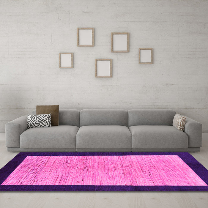 Machine Washable Oriental Pink Modern Rug in a Living Room, wshabs272pnk