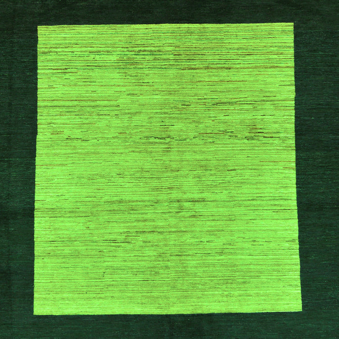 Square Machine Washable Oriental Green Modern Area Rugs, wshabs272grn