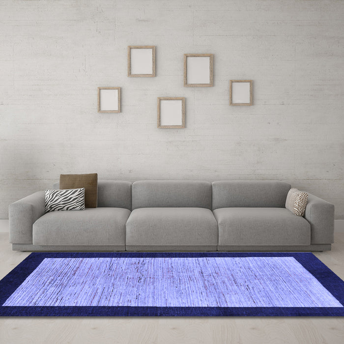 Machine Washable Oriental Blue Modern Rug in a Living Room, wshabs272blu