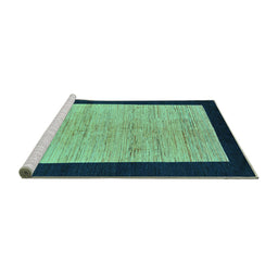 Sideview of Machine Washable Oriental Turquoise Modern Area Rugs, wshabs272turq