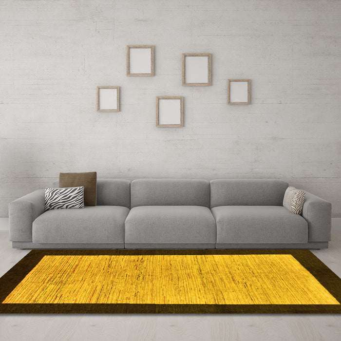 Machine Washable Oriental Yellow Modern Rug in a Living Room, wshabs272yw