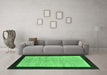 Machine Washable Oriental Emerald Green Modern Area Rugs in a Living Room,, wshabs272emgrn